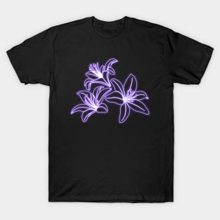 Violet Neon Lys Flowers T-Shirt